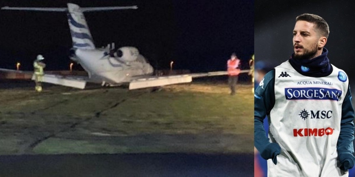 Paura per Mertens: l'aereo finisce fuori dalla pista di atterraggio