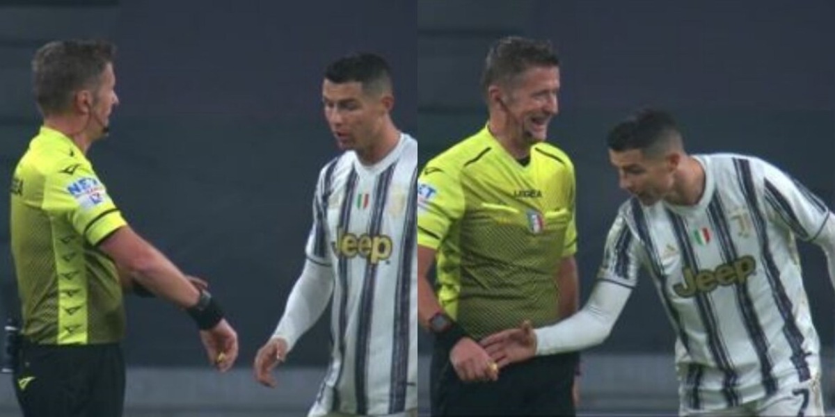 Ronaldo, il gol e il siparietto sull'orologio dell'arbitro Orsato