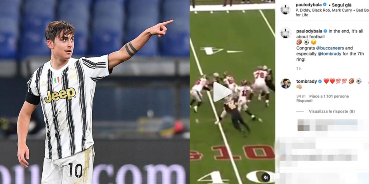 Tom Brady ringrazia Dybala: il siparietto è social