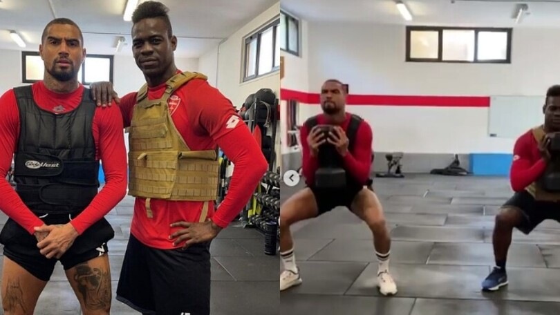 Balotelli e Boateng, sfida estrema in palestra