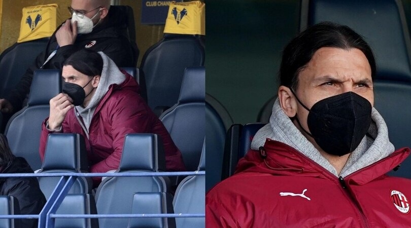 Ibrahimovic a Verona in tribuna: mascherina nera e sguardo serio