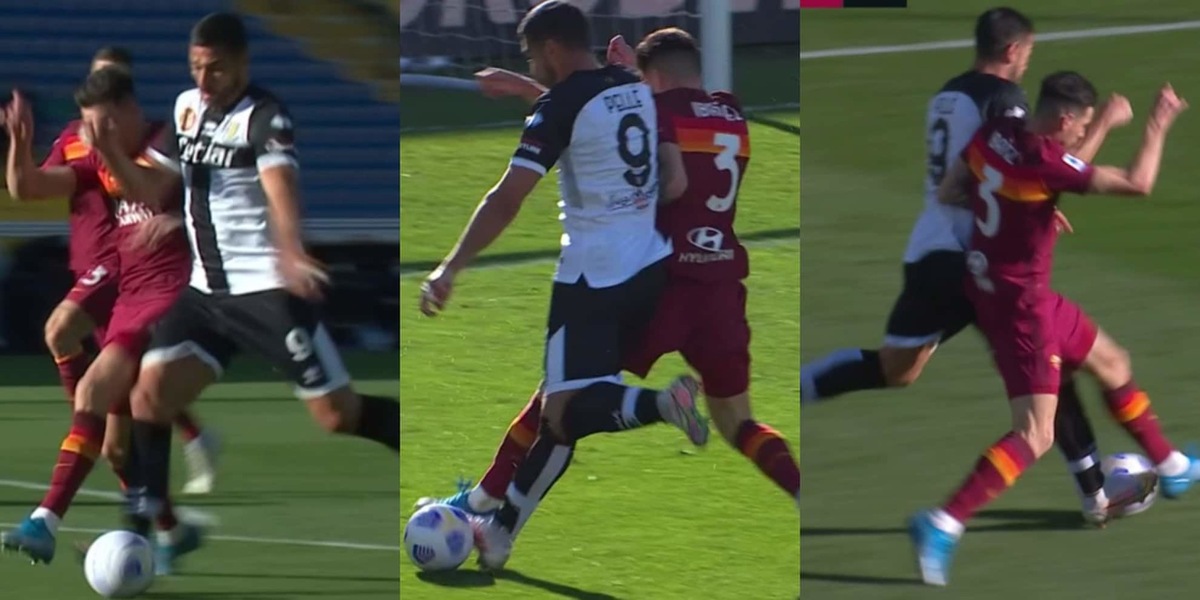 Parma-Roma, il contatto fra Ibanez e Pellè giudicato da rigore
