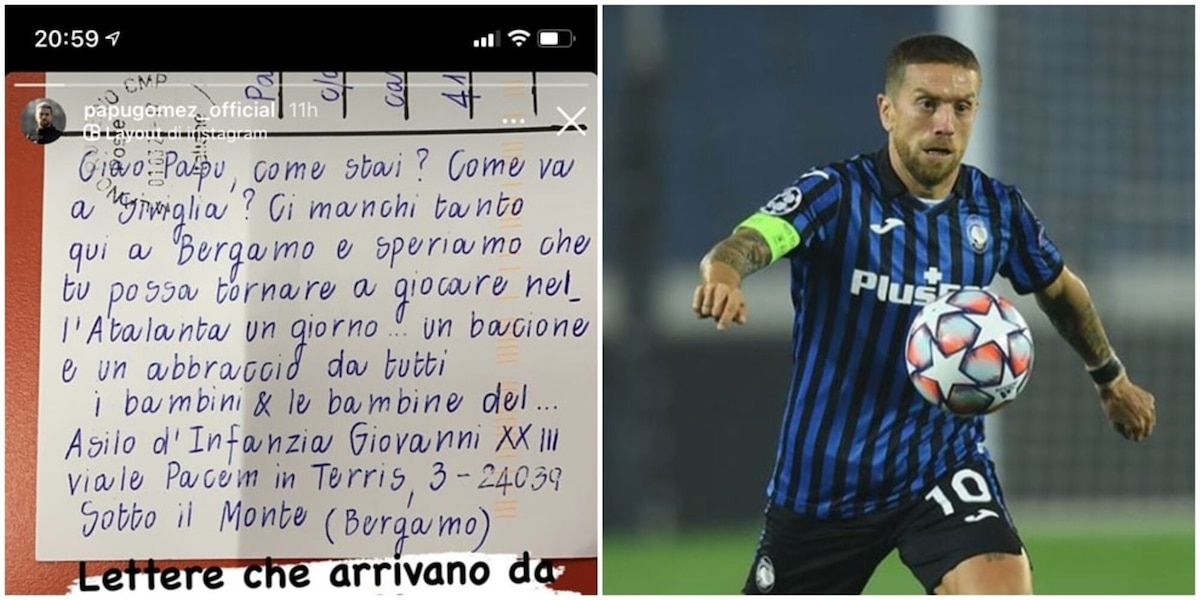 Papu Gomez, la lettera dei bambini dell'asilo commuove l'ex Atalanta