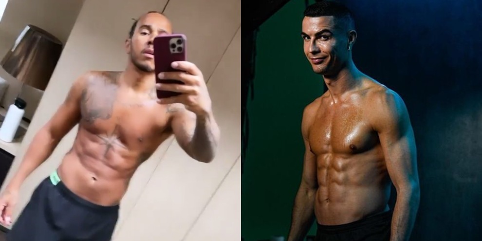 Ronaldo-Hamilton, chi ha gli addominali più scolpiti? Siparietto social