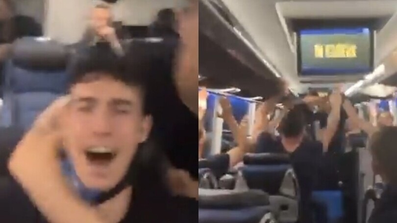Scudetto in arrivo, la festa Inter nel bus