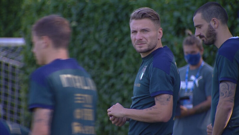 Gli azzurri in campo prima del trasferimento a Roma