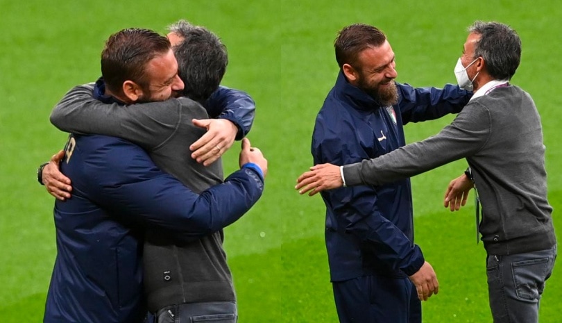 Italia-Spagna, lungo abbraccio tra De Rossi e Luis Enrique a Wembley