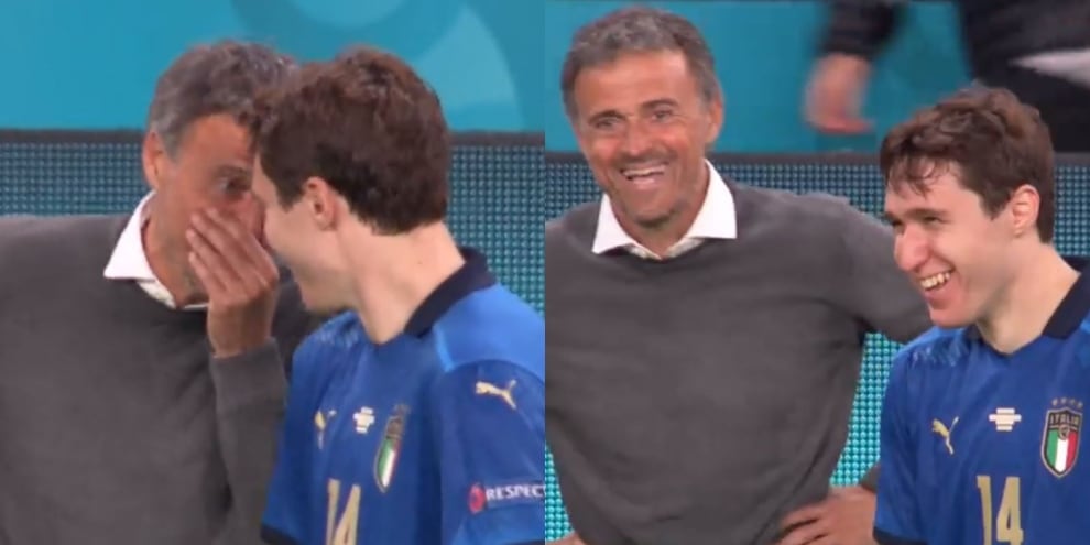 Luis Enrique e Chiesa, siparietto e risate durante Italia-Spagna!