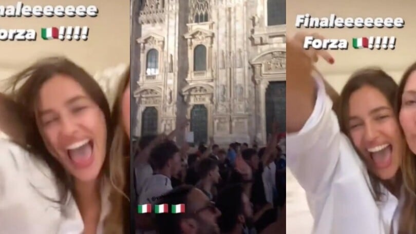 Irina Shayk, in piazza a Milano per festeggiare l'Italia