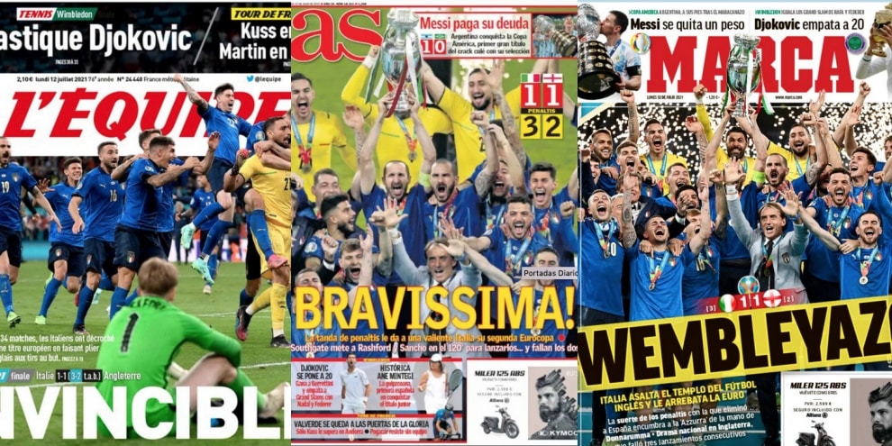 "La felicità", "Wembleyazo", "Eterna Italia". La stampa estera esalta gli azzurri