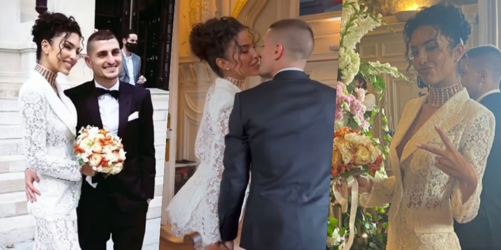 Verratti e Jessica sposi: abito in pizzo per la modella francese
