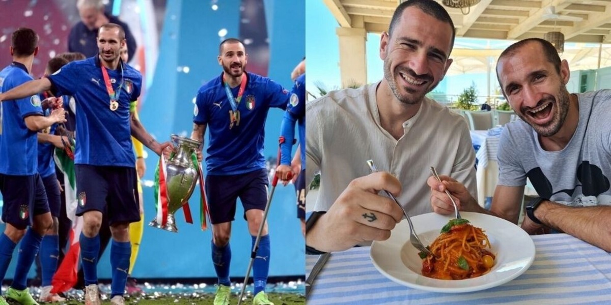 Bonucci e Chiellini scatenano i social: il tweet con la pastasciutta