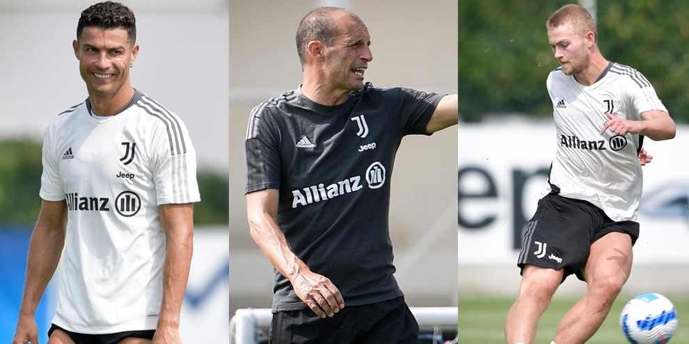 La Juve si allena: che grinta mister Allegri. E Ronaldo...sorride