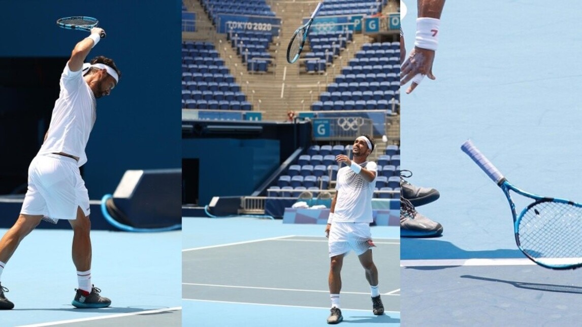 Olimpiadi, Fognini arrabbiatissimo: lancia la racchetta e la spacca