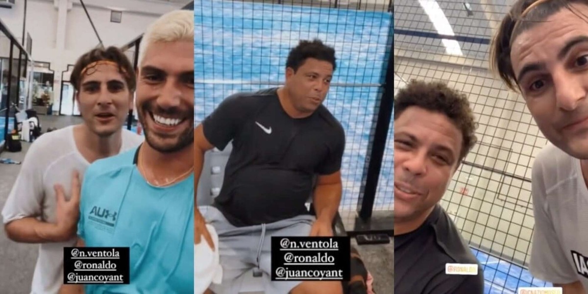 Ronaldo il Fenomeno, che sfida a padel con Ventola e Moser