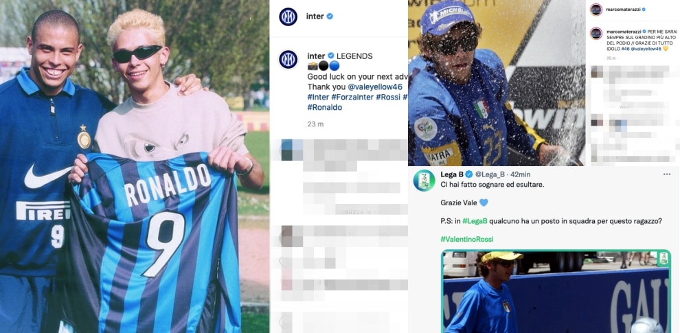 Dall'Inter a Materazzi, l'omaggio a Valentino Rossi
