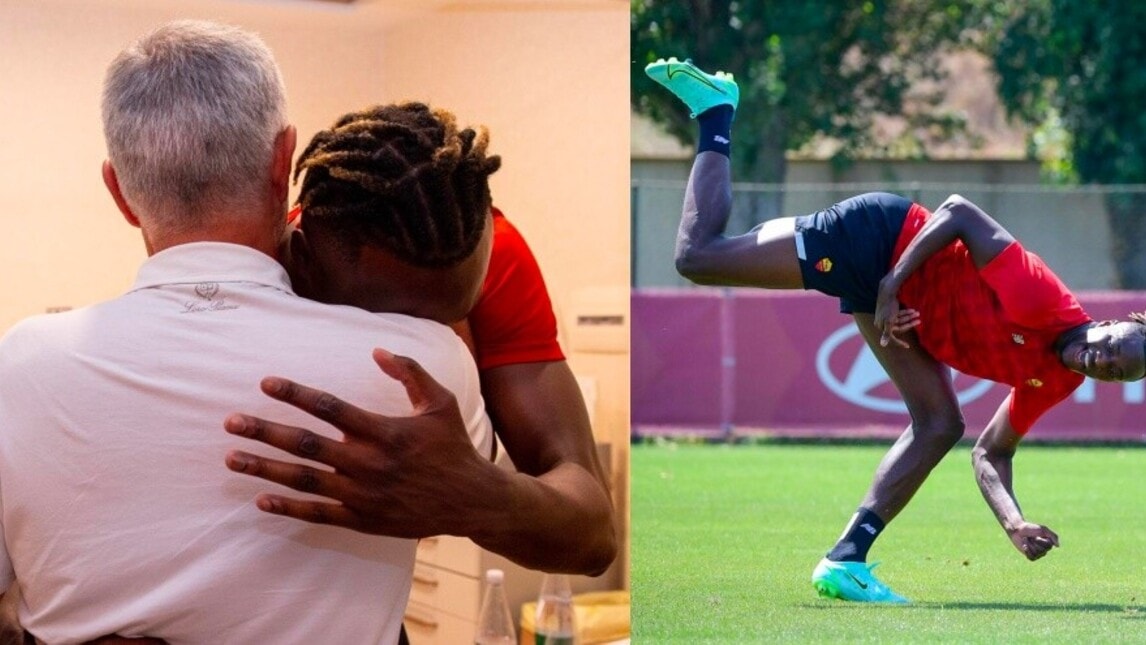 Abraham alla Roma: abbraccio con Mourinho e show a Trigoria