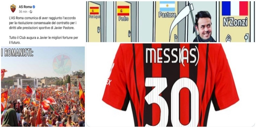 Calciomercato, ironia social sull'addio di Pastore e l'avvento di Messi(as)