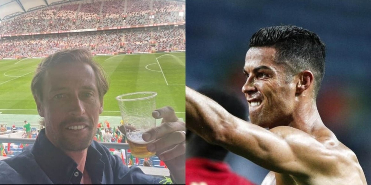 Peter Crouch brinda al record di Ronaldo: la foto sugli spalti è virale