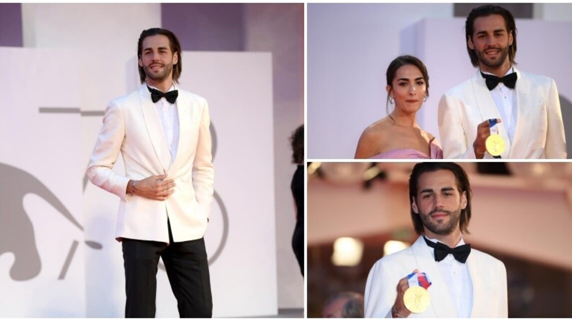 Venezia, Tamberi sul red carpet con la fidanzata e la medaglia d'oro
