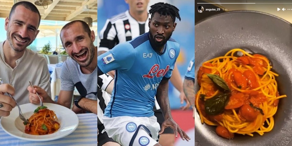 Napoli-Juve, Anguissa fa festa con la pastasciutta... È per Bonucci e Chiellini?