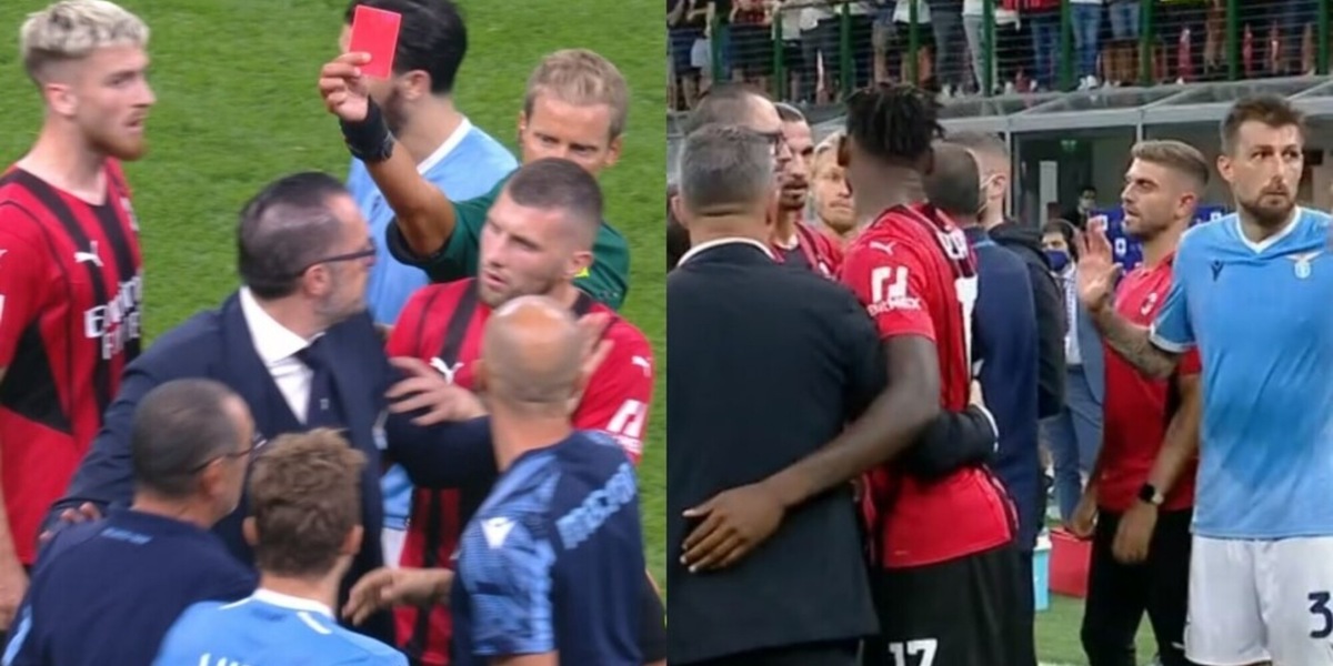 Lazio, Sarri espulso a San Siro: la frase urlata a Saelemaekers