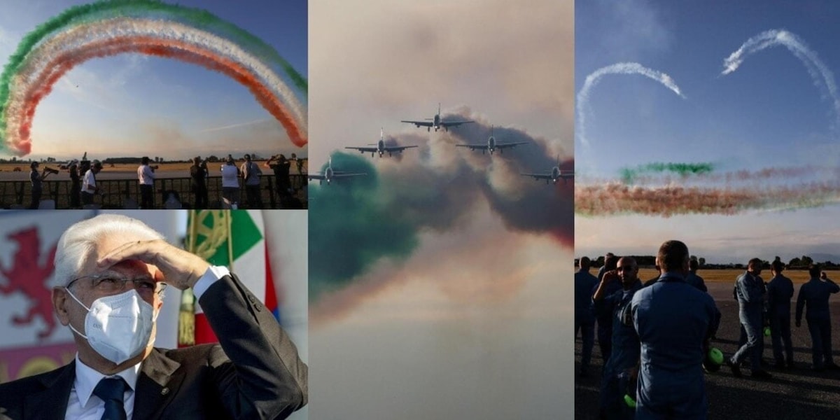 Lo show delle Frecce Tricolori davanti a Mattarella