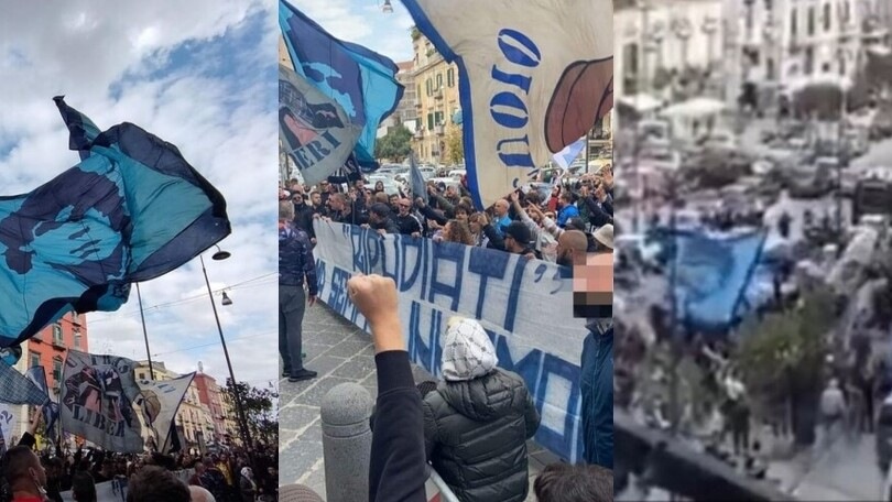 Napoli, la carica dei tifosi fuori da Palazzo Caracciolo prima del Toro
