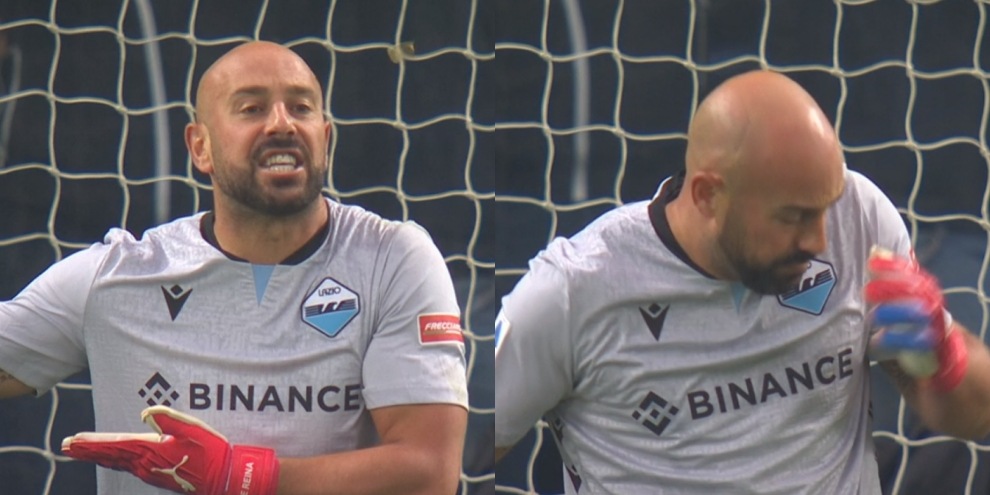 Reina colpito da una monetina in campo durante Atalanta-Lazio