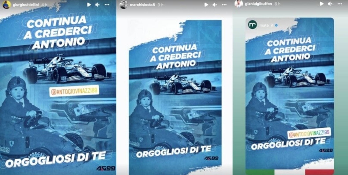 Da Chiellini a Marchisio fino a Tortu: lo sport italiano si schiera con Giovinazzi