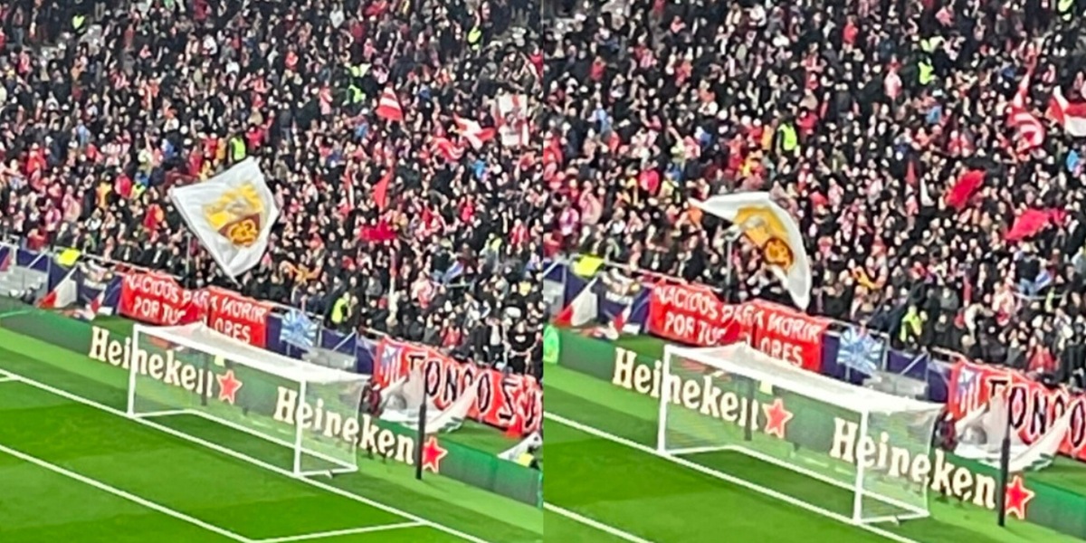 Atletico Madrid-Milan, in curva spunta una bandiera della Roma