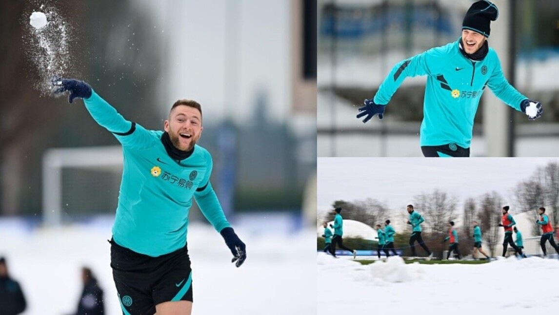 Inter, battaglia di palle di neve: Skriniar all'attacco!