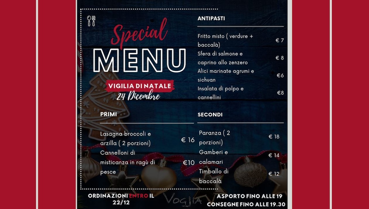 Da "Voglia - Trattoria Contemporanea" il tuo menù per le feste