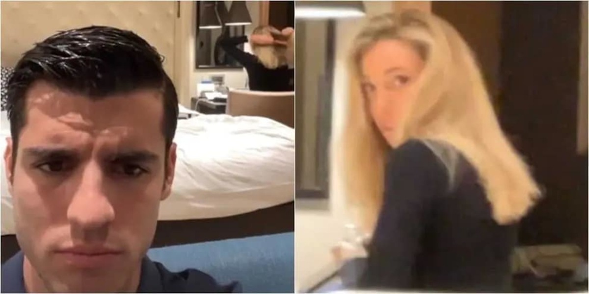 Morata e il siparietto di Natale con Alice Campello