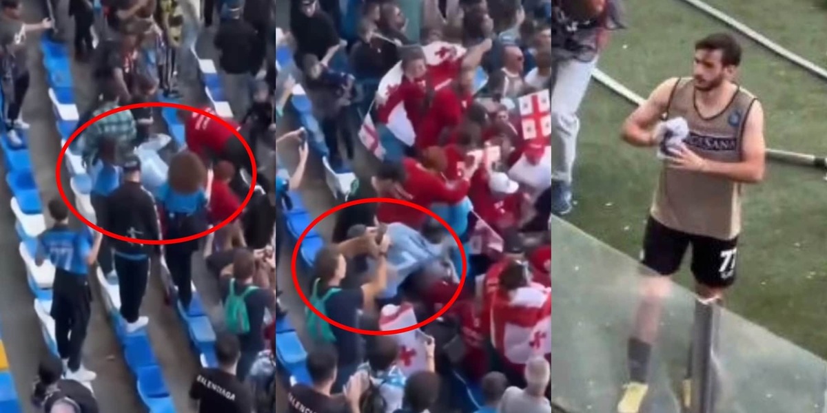 Napoli, Kvaratskhelia lancia la maglia ai georgiani: ma un tifoso la ruba e scappa
