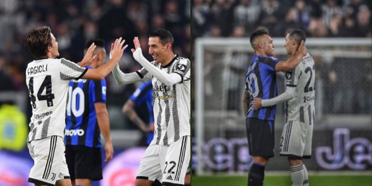 Juve, il derby d'Italia di Di Maria: gioia e l'abbraccio con Lautaro