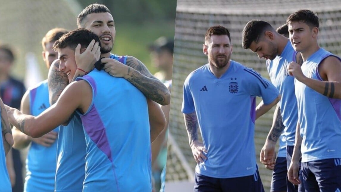Dybala, abbracci con Paredes e colloquio con Messi