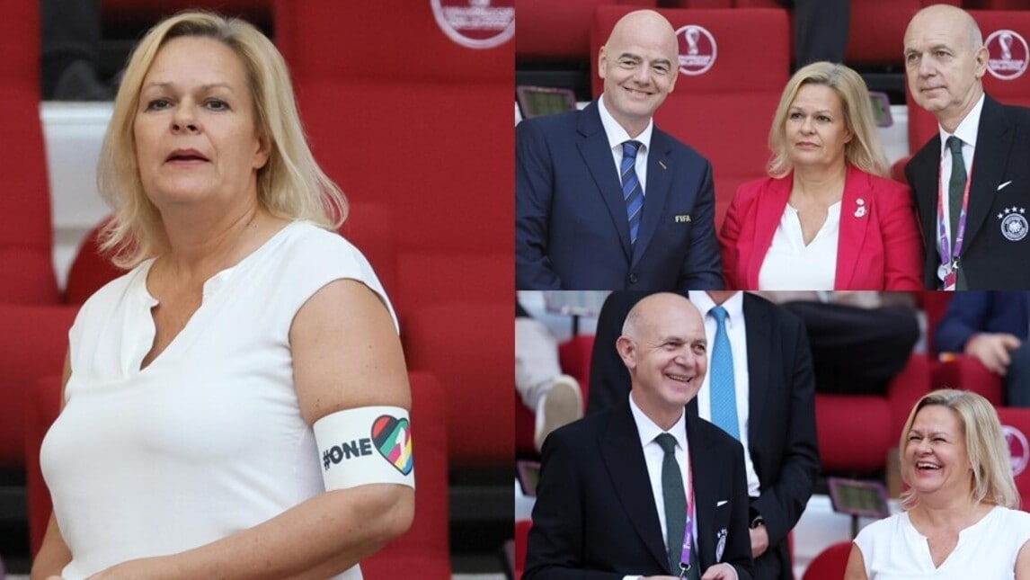 Germania, protesta anche sugli spalti: la Ministra dell'Interno con la fascia One Love