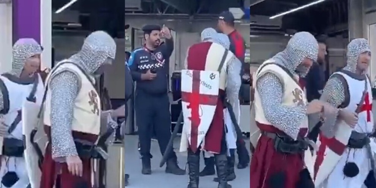 Si presentano vestiti da Crociati in Qatar: bloccati alcuni tifosi inglesi