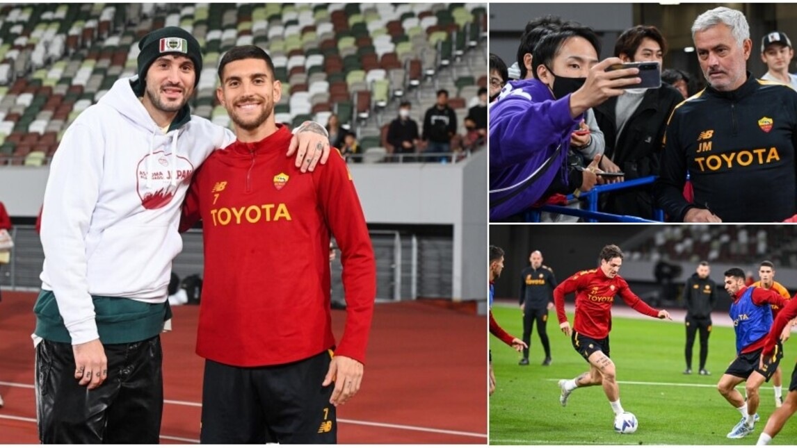 Roma, c'è Carl Brave con Pellegrini all'allenamento in Giappone