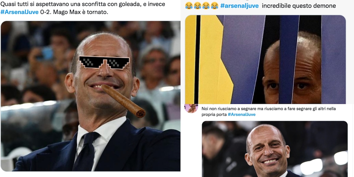 Juve, Allegri star dei social: stende l'Arsenal con i baby, un tiro e due autogol!