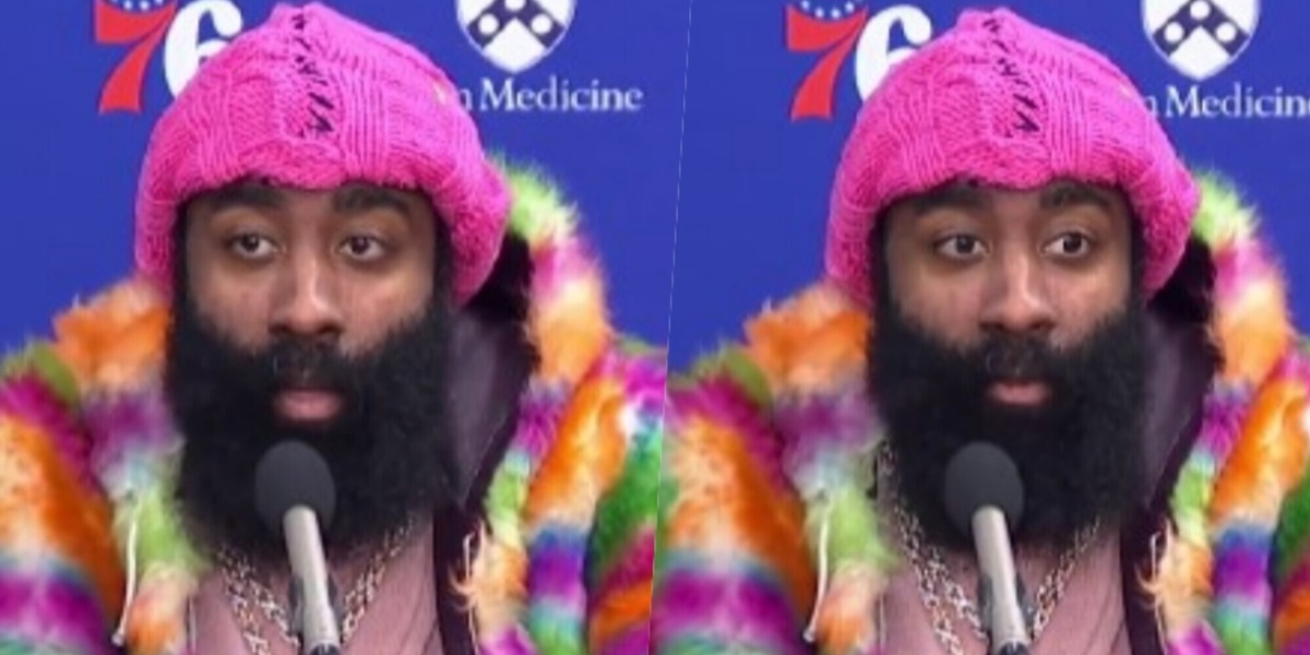 Harden, che look: pelliccia multicolor e cappellino rosa!