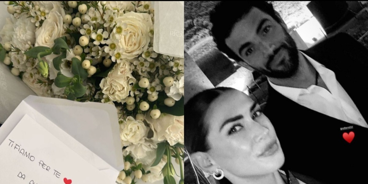 Mazzo di rose e cuori per Melissa Satta. Ma non sono di Berrettini...