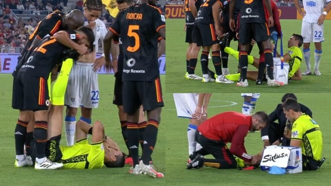 Roma-Frosinone, problemi per l'arbitro Marchetti: i giocatori lo aiutano in campo