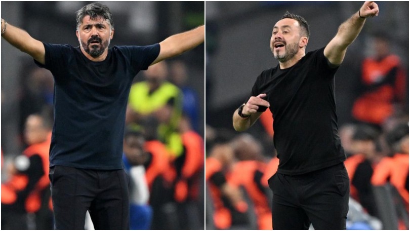 Marsiglia-Brighton 2-2: De Zerbi e Gattuso di nuovo faccia a faccia dopo le scintille del passato