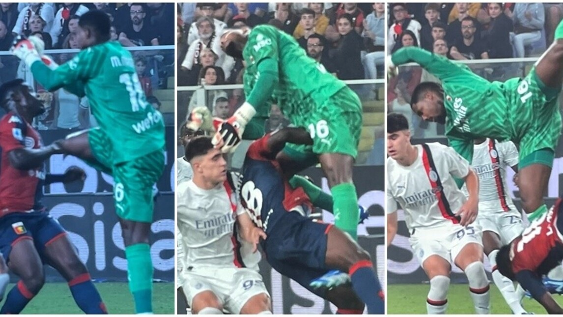 Maignan, intervento killer su Ekuban e rosso in Genoa-Milan