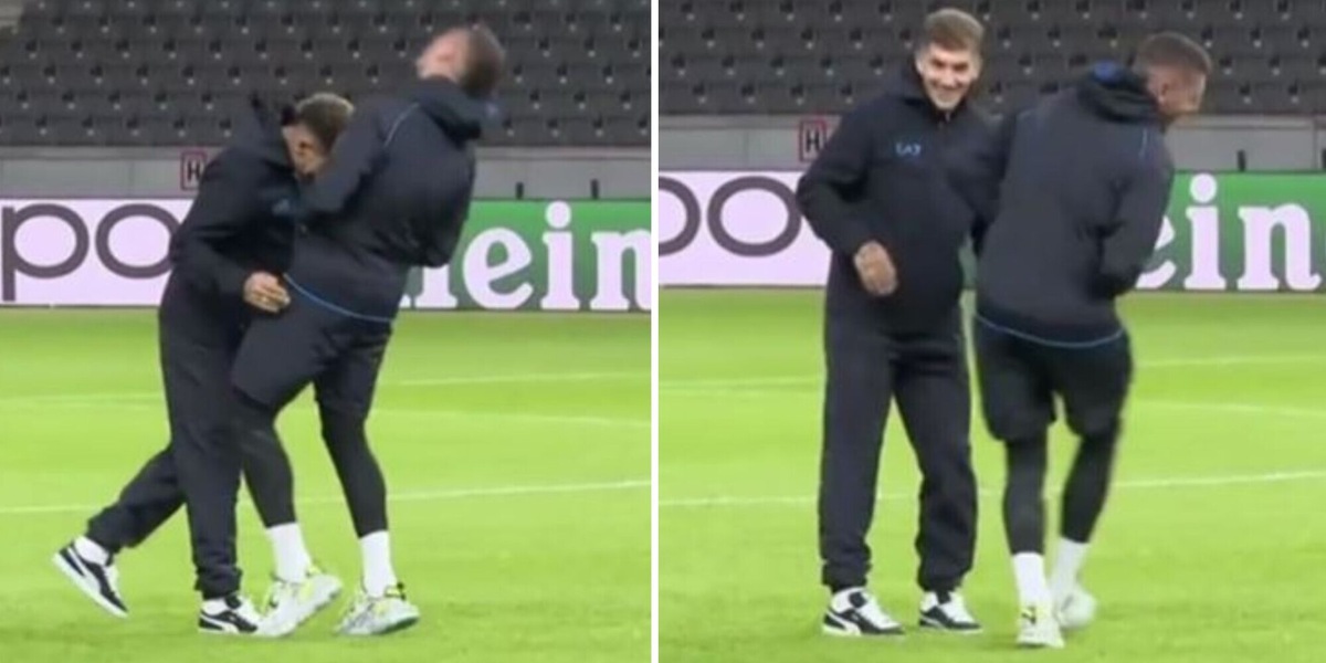 Di Lorenzo e Gollini come Zidane e Materazzi: simulata la testata a Berlino