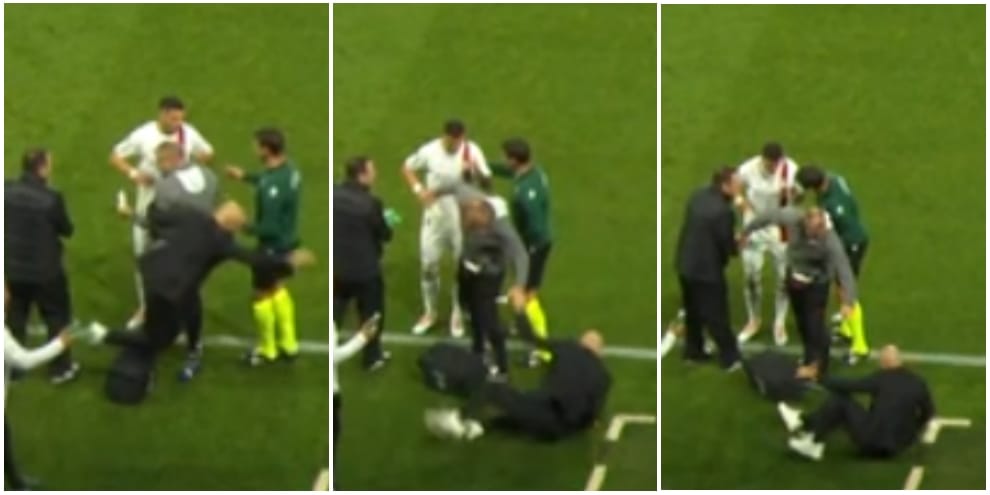Incidente per Pioli durante Psg-Milan: la caduta a bordo campo è virale
