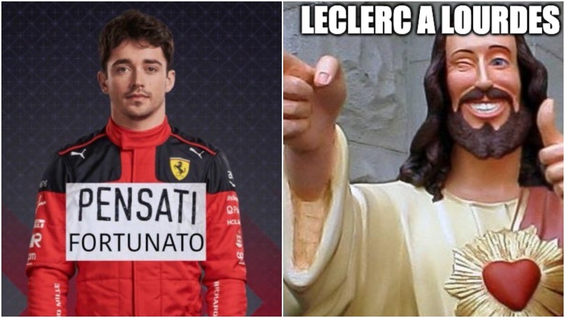 Leclerc e il viaggio a Lourdes dopo l'incidente in Brasile: i social si scatenano