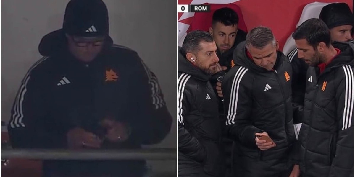 Mourinho e i messaggi via Whatsapp alla panchina della Roma durante la sfida con lo Slavia